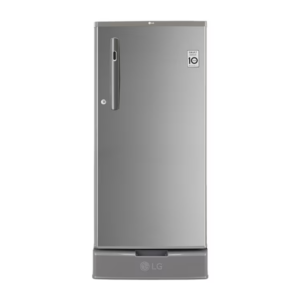 LG 185L, 4 Star, Smart Inverter Compressor, Smart Connect, With Base Stand Drawer, Shiny Steel Finish, Direct Cool Single Door Refrigerator (GL-D199OPZY.DPZZPST)
